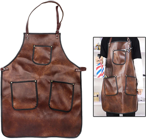 Tablier de barbier en cuir de haute qualité avec service OEM, bretelles croisées, trois poches avant, poignée confortable, couleur et logo personnalisés - Product Image 1