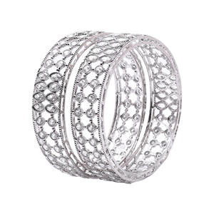 Modern Luxury Silver Plated Reverse AD Bangles <b>Set</b> Fashion Bracelets for Weddings <b>Indian</b> Brass JEWELRY - Product Image 1