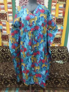 Kaftan largo y túnica con estampado de animales para mujer, vestido de algodón indio elegante, ropa de verano informal, ropa de fiesta cómoda - Product Image 2