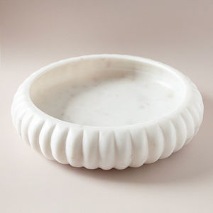 Bol de service créatif en marbre naturel sculpté à la main bol à fruits et à salade décoratif poli pour la maison de luxe et le restaurant - Product Image 4