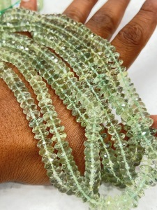 Hilo de cuentas Rondelle de disco de corte alemán facetado de amatista verde Natural de 7-8mm para collar, pulsera, joyería DIY - Product Image 2