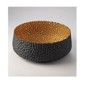 Bol à chocolat à dessert martelé en métal avec bol à dessert de couleur noir et or de la plus grande qualité pour les meilleures ventes - Product Image 1