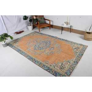 Grand tapis vintage de 5,3 x 8,6 pieds, tapis persan turc orange - Product Image 2