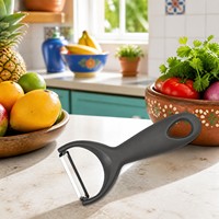 Y-vormige aardappelschiller met plastic handvat, roestvrijstalen draaibare mesjes, keukengereedschap voor marktkraam, bulkvoorbereiding, groothandel