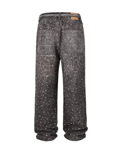 กางเกงยีนส์ขาตรงทรงหลวมสีพื้นสำหรับผู้ชายและผู้หญิงเสื้อผ้าแนวสตรีทผ้าเดนิมผ้าฝ้าย100% ซักได้ตามต้องการฤดูร้อน - Product Image 4