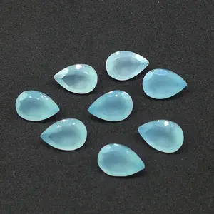 Best Quality Reasonable Price 4x6mm Natural Aqua Chalcedony Faceted Pear Cut Loose Gemstones From Supplier