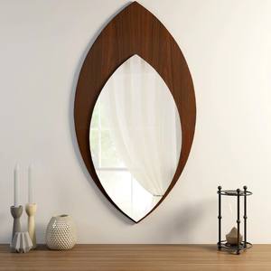 KSN Miroir mural en bois antique vintage Belle feuille Design Plateau de service décoratif Plateau de service en verre en métal unique - Product Image 2