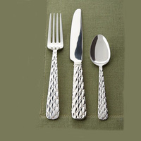 Ensemble de couverts en acier inoxydable plaqué argent, design vintage, style italien, épais, moderne, fourchette à salade à manche plat, finition miroir