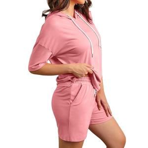 Nuevo Conjunto de Sudadera con Capucha y Pantalones Cortos de Algodón 100% para Mujer, Ropa Casual de Moda, Venta al Por Mayor - Product Image 6