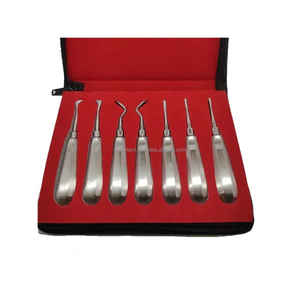 Kit de instrumentos de cirugía Dental Oral Manual de 7 Uds., herramientas de ortodoncia de acero inoxidable, elevadores, bolsa de cuero, clase reutilizable CCC OEM - Product Image 5