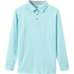 เสื้อโปโลแขนยาวผ้าคอตตอนทรงสลิมฟิตสำหรับผู้ชายสีพื้นใหม่ฤดูร้อนระบายอากาศได้ดีน้ำหนักเบาแห้งเร็ว - Product Image 1