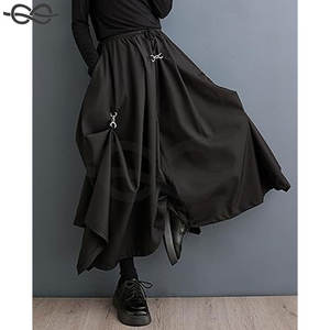 กางเกงฮาเร็มฮากามามีจีบมีเชือกกางเกงโอเวอร์ไซส์ทรงปล่อยแบบไม่สม่ำเสมอแฟชั่นใส่สบายทันสมัย - Product Image 4