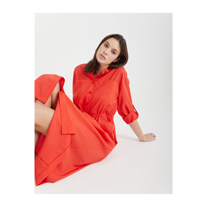 ชุดเดรสลำลองพร้อมดีเทลซับในผสมวิสโคส ดีไซน์แบบเสื้อเชิ้ต - Product Image 3