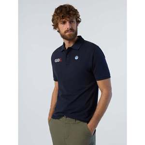 Polo da uomo North Sails GB1 traspirante blu navy slim fit a maniche lunghe taglia 6XL in seta spandex tinta unita Oxford per golf - Product Image 5