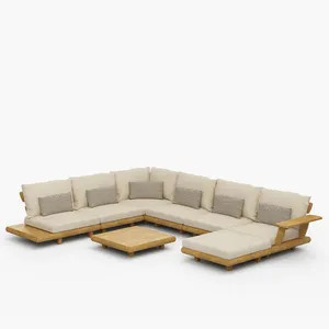 Modern Solid Wood Furniture Teak Sofa Set Living Room Home Bar Sofa Patio Hotel Outdoor Garden Sofa