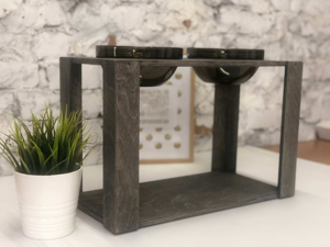 ชามสุนัขโครงไม้ใส่อาหารสุนัขชามสเตนเลสสำหรับแมวชามสุนัขแบบตั้งได้ - Product Image 2