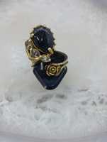 Bague unisexe en argent 925 plaqué or 10K et rhodium noir, avec rubis, design animal personnalisable, style original