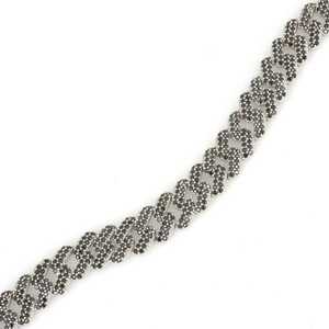 <b>Silver</b> Gourmet <b>Charm</b> <b>Bracelet</b> with Black Stones Floral Pattern and Gemstones for Religious Party Occasions Perfect Gift - Product Image 4