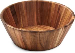 Ensemble de saladiers en bois d'acacia en bois naturel pour salade de fruits ou centre de table décoratif Grand bol en bois - Product Image 2