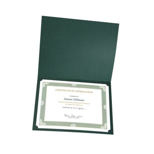 Green Color Custom Logo Genuine <b>Leather</b> <b>Folder</b> Certificate Holder Model ADACH-0049 - Product Image 1