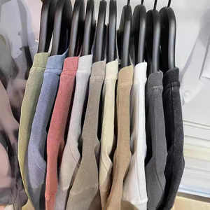 Camisetas de hombre de lavado ácido de gran tamaño de algodón 250 Gsm 100% de alta calidad, venta al por mayor personalizada con longitud larga - Product Image 4