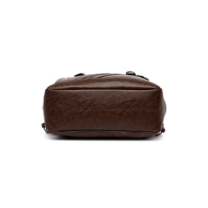 Mochila para ordenador portátil personalizable de gran capacidad, bolsa de viaje portátil de cuero PU para hombre con cierre de cremallera, estilo Vintage, impermeable - Product Image 4