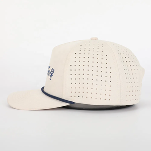Sombrero de Golf de 5 paneles personalizado de fábrica VN, gorra de béisbol deportiva, agujeros cortados con láser, 2D parche bordado, logotipo en la parte delantera y trasera, cuerda de plástico - Product Image 4