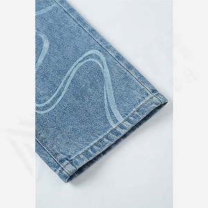 Baggy Streetwear <b>Men's</b> Pants Plain Style <b>Jeans</b> Loose Fit Straight Stacked Denim Oversized <b>Trousers</b> Customized Color Premium New - Product Image 6