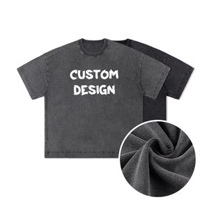 T-shirt unisexe de luxe 280 GSM en polyester/coton, coupe oversize, délavé à l'acide, manches courtes, haute qualité, vente en gros - Product Image 1
