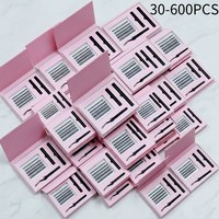 Juego de Pestañas Postizas Segmentadas de Cinco Piezas, Hechas a Mano, con Adhesivo y Pinzas, Estilo Europeo Americano, Material PBT 12