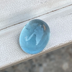 Cabochon aigue-marine naturelle 8.11 carats en vrac pierre précieuse forme ovale blanc bleu couleur bon lustre faisant des bijoux matériel d'émeraude - Product Image 1