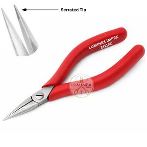 Alicates de Punta de Aguja de Precisión Erem 2411P de 6 Pulgadas, de Acero Inoxidable, Seguros contra Descargas Electrostáticas, con Mordazas Redondeadas Dentadas Internas y Mango Ergonómico - Product Image 2