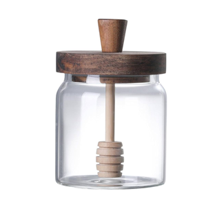 Diseño 200 ML Glass Honey Box Contenedor hexagonal Olla con palo de madera Cuchara Botella de embalaje con uso de cocina - Product Image 6
