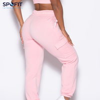 Pantalon de survêtement rose pour femme, coupe skinny, léger, écologique, 100 % coton, avec cordon de serrage, style streetwear, hiver