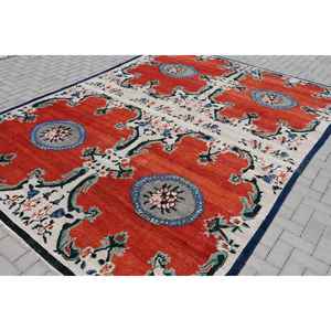 Alfombra Turca de 9x11.8 pies, Alfombra Vintage, Alfombra Roja de Lana del Suroeste - Product Image 2