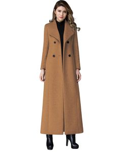 เสื้อโค้ทผ้าวูลตัวยาวขนอูฐสำหรับผู้หญิงเสื้อโค้ทตัวใหญ่ให้ความอบอุ่นมีสไตล์เสื้อแจ็คเก็ตตัวยาวเต็มตัวแบบหนาแฟชั่น - Product Image 1