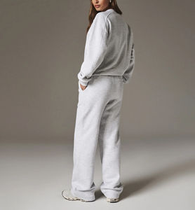 Ensemble de jogging 2 pièces 100% coton épais pour femmes 100% coton coupe ample épaule tombante logo imprimé personnalisé femmes - Product Image 5