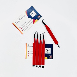 New <b>Lash</b> Extension Tweezers Black Tips Red Color Bottom Design Eyelash Tweezers Sharp Solid Tip Tweezer Sustainable <b>mink</b> - Product Image 5
