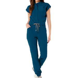 Wrinkle Resistant Scrubs Uniforms Sets With Comfortable Short Sleeve And Breathable <b>Stand</b> Collar Top - Product Image 1