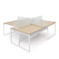 Poste de travail modulaire moderne et robuste pour 4 personnes avec armoires – Mobilier commercial pour personnel – Sans LED – Vente en gros