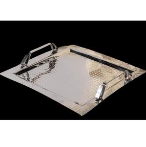 Juego de dos bandejas de aluminio para chocolate, bandeja de chocolate de diseñador hecha a mano niquelada, bandeja de chocolate de lujo de forma redonda - Product Image 2