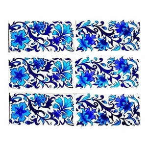 Azulejos de borde floral de 4x8 pulgadas, cocina luminosa, baño, comedor y sala de estar, azulejos de mesa, paquete de 6 para uso interior - Product Image 1