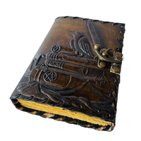 Relief Crow Book Shadows Vintage Spell Book Deckle Edge Black Charcoal Hardcover Leather Journal Classic Witchcraft Reading