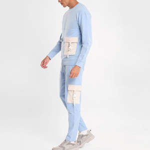 Nouvel ensemble de survêtement hiver 2026 pour homme : sweat à capuche et pantalon en molleton tissé imprimé personnalisé, style décontracté sport et streetwear, couleur unie - Product Image 2