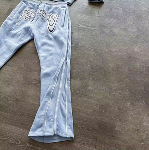 Ensemble de survêtement d'hiver en molleton 100 % coton léger, personnalisé, avec pantalon de survêtement évasé et sweat-shirt - Product Image 2