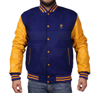 Veste en cuir personnalisée pour homme, coupe-vent, à manches longues, style universitaire, col montant, hiver, style Letterman, design personnalisable - Product Image 6