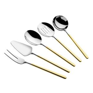 Ensemble de couverts à tête en argent avec manche en or élégant couverts modernes en acier inoxydable pour les repas, les fêtes de mariage et la cuisine - Product Image 1
