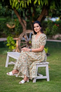 Indien main bloc imprimé coton robe nouvelle tendance décontracté été porter Style doux taille naturelle écologique saint valentin - Product Image 4