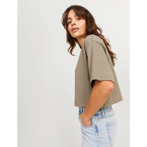 T-shirt pour femme 2026, personnalisé, doux, style bébé, côtelé, court, à manches courtes, coupe ajustée, uni, décontracté, streetwear, fitness, court - Product Image 5