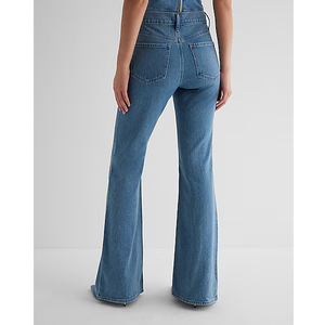 Vente en gros de jeans taille haute de haute qualité pour femmes grande taille évasés jeans en denim pour femmes jeans à jambes larges pour femmes - Product Image 2
